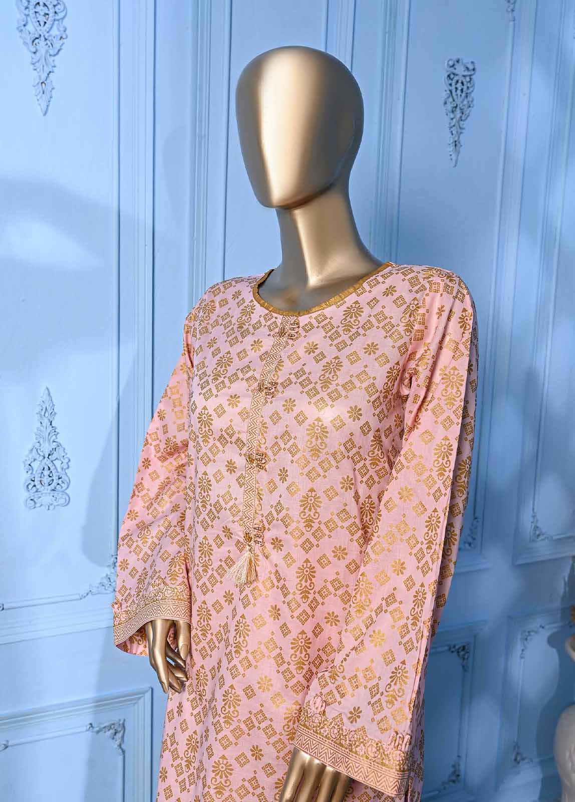 Bin Saeed Fabric - LRGF-033- 2 Piece Gold Printed Stitched