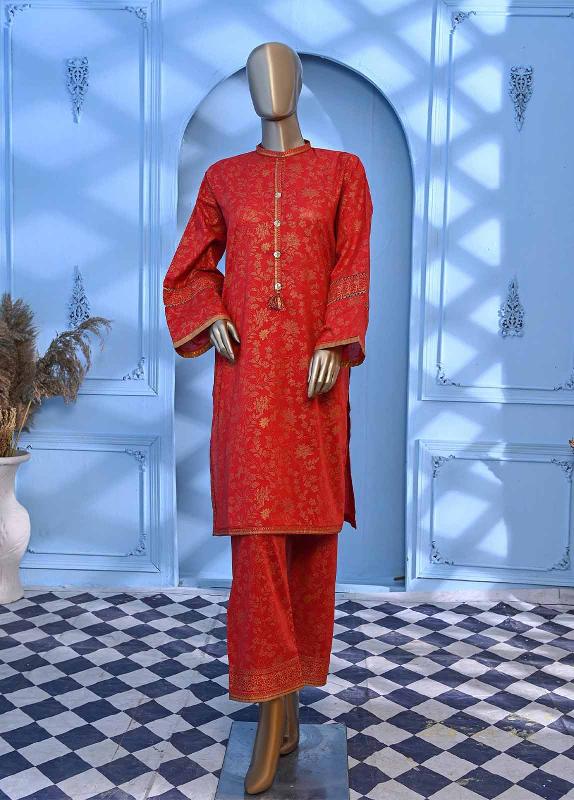 Bin Saeed Fabric - LRGF-038- 2 Piece Gold Printed Stitched