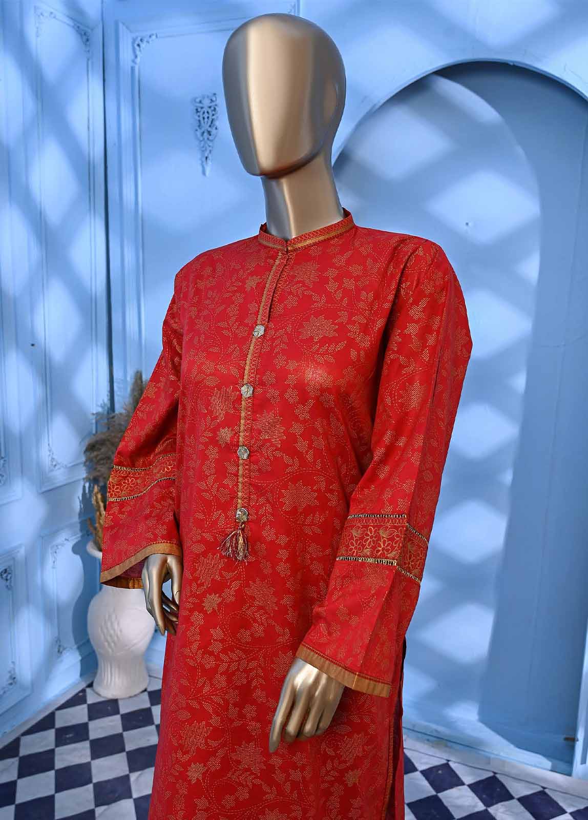 Bin Saeed Fabric - LRGF-038- 2 Piece Gold Printed Stitched