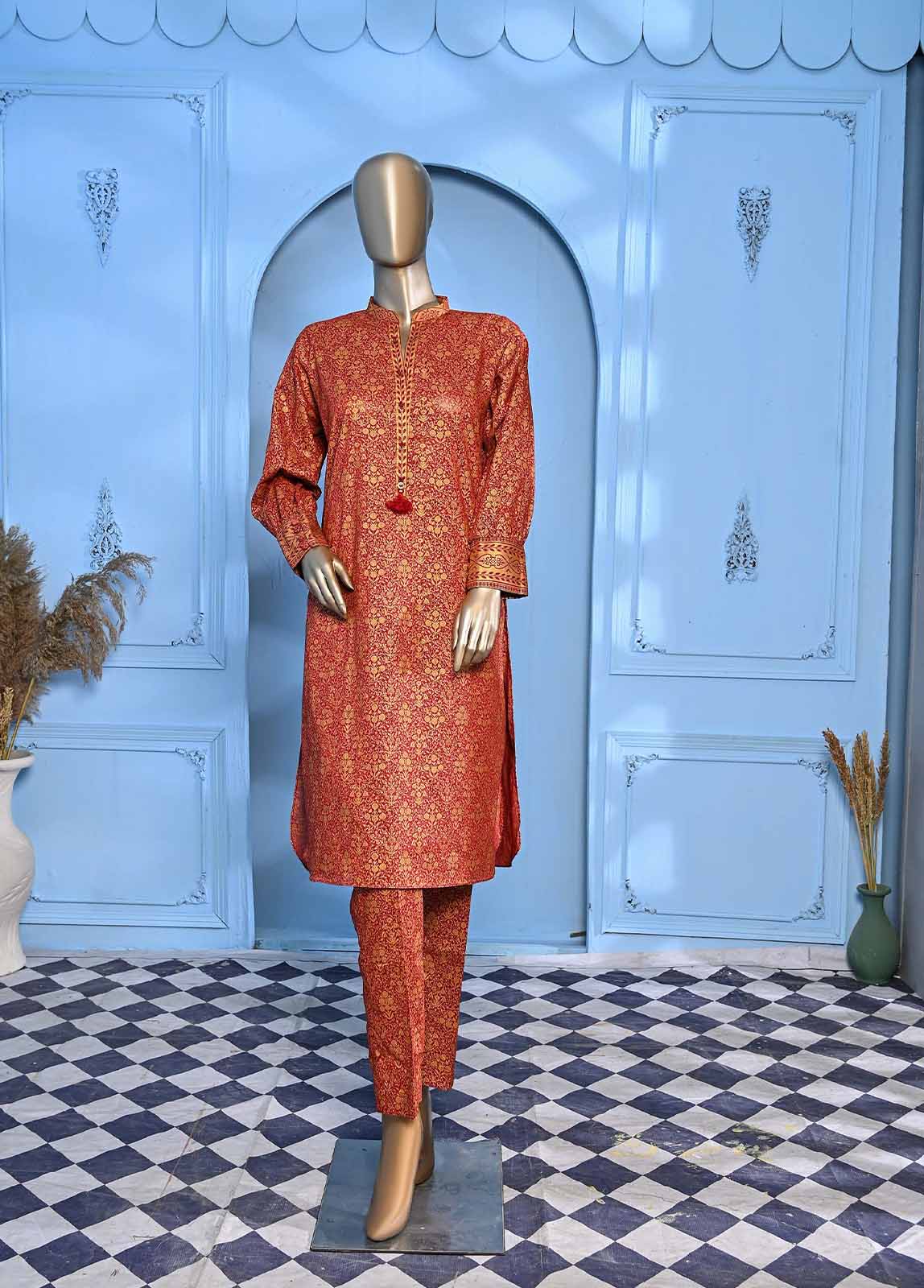 Bin Saeed Fabric - LRGF-043- 2 Piece Gold Printed Stitched