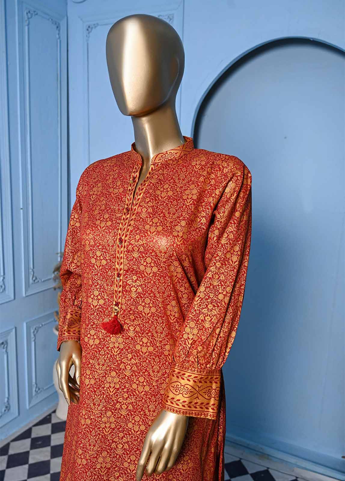 Bin Saeed Fabric - LRGF-043- 2 Piece Gold Printed Stitched