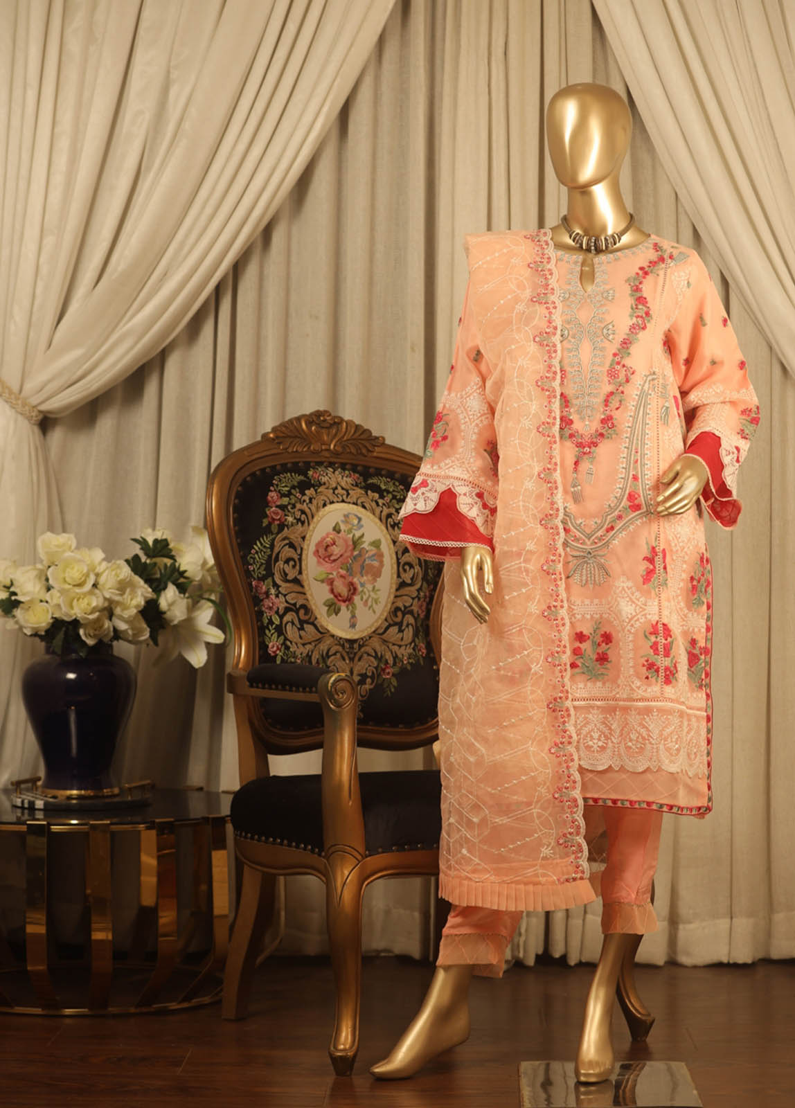 Bin Saeed Fabric - OMS-0004- 3 Piece Dhagakaari