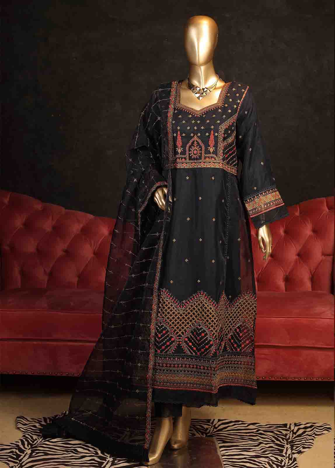 Bin Saeed Fabric - OMS-001 A- 3 Piece Dhagakaari
