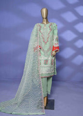 OMS-004-A - 3 Piece Embroidered Organza