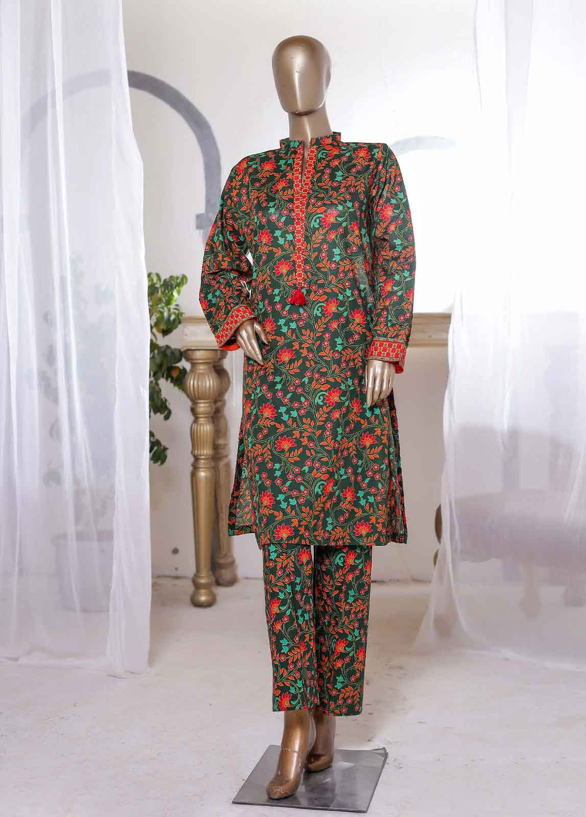 Bin Saeed Fabric - SMLS-TF4- 2 Piece Printed Lawn