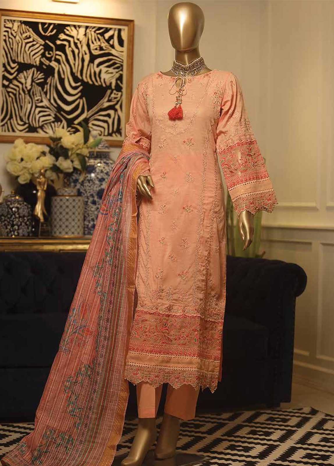 Bin Saeed Fabric - ZC-0002- 3 Piece ChikanKari