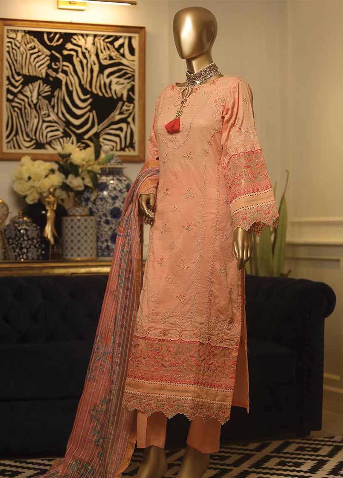 Bin Saeed Fabric - ZC-0002- 3 Piece ChikanKari