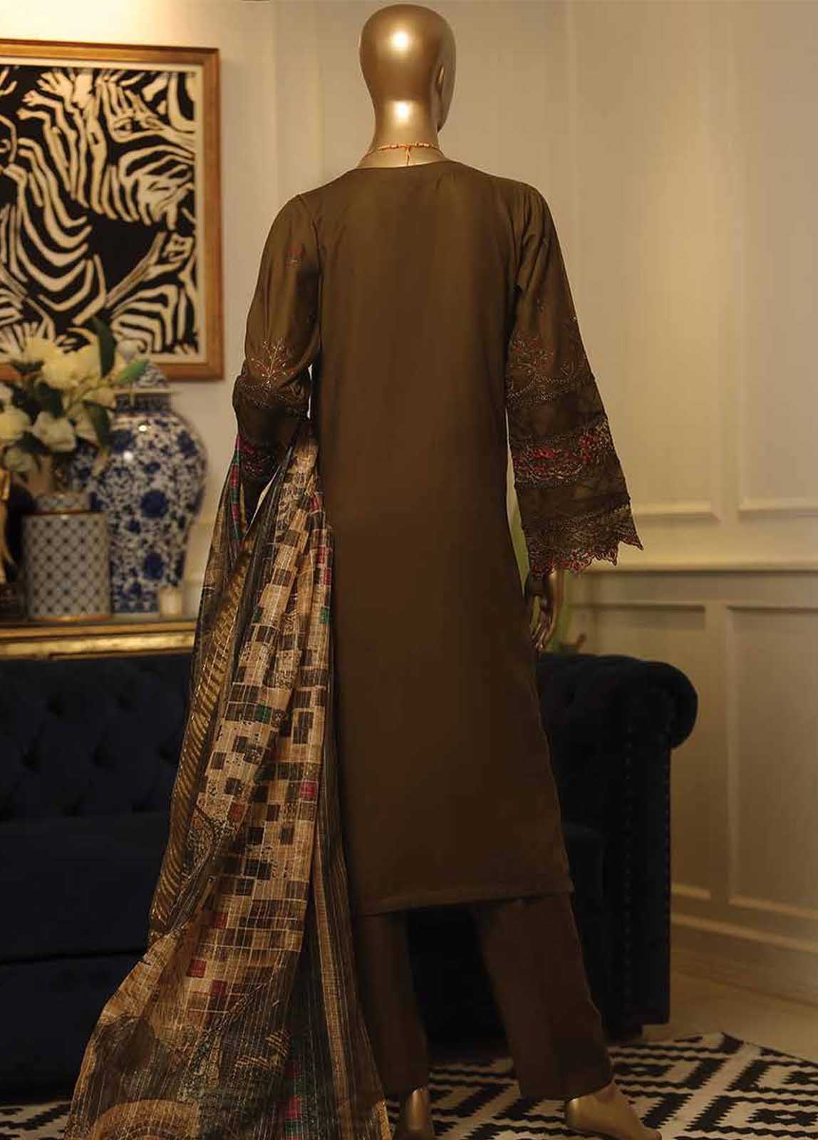 Bin Saeed Fabric - ZC-0015- 3 Piece ChikanKari