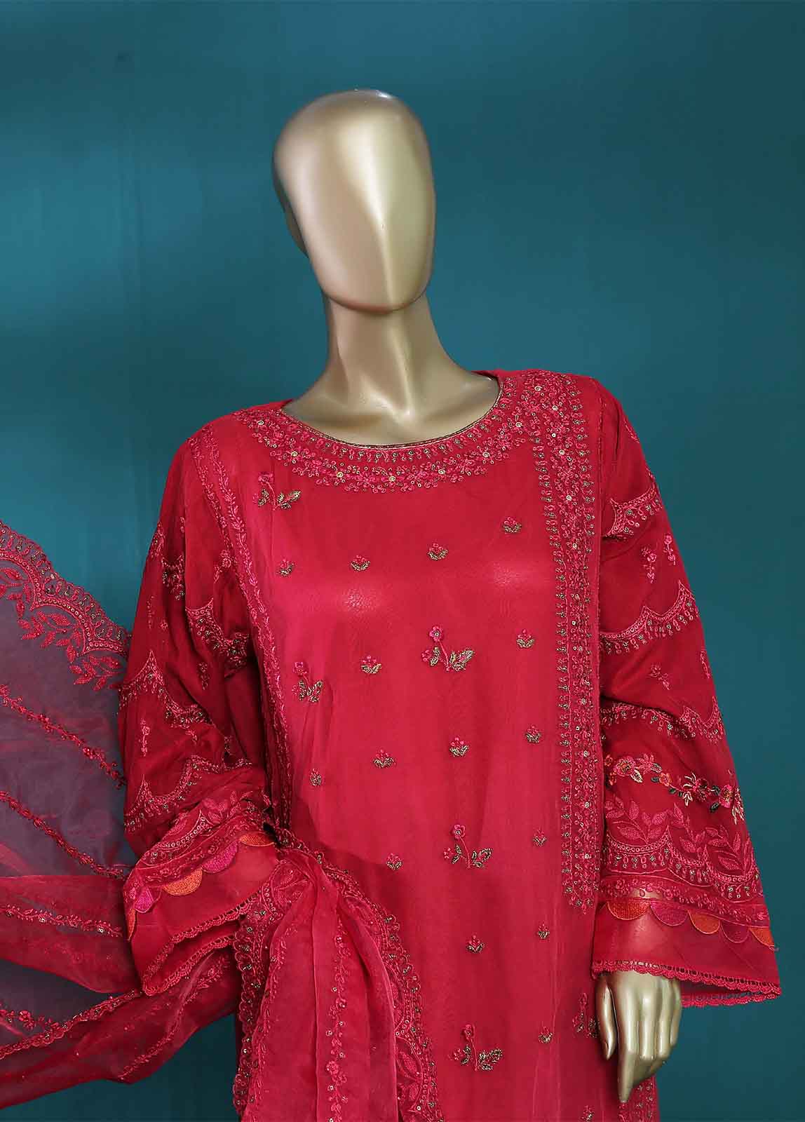 Bin Saeed Fabric - ZEF-2008 A- 3 Piece Embroidered Chiffon