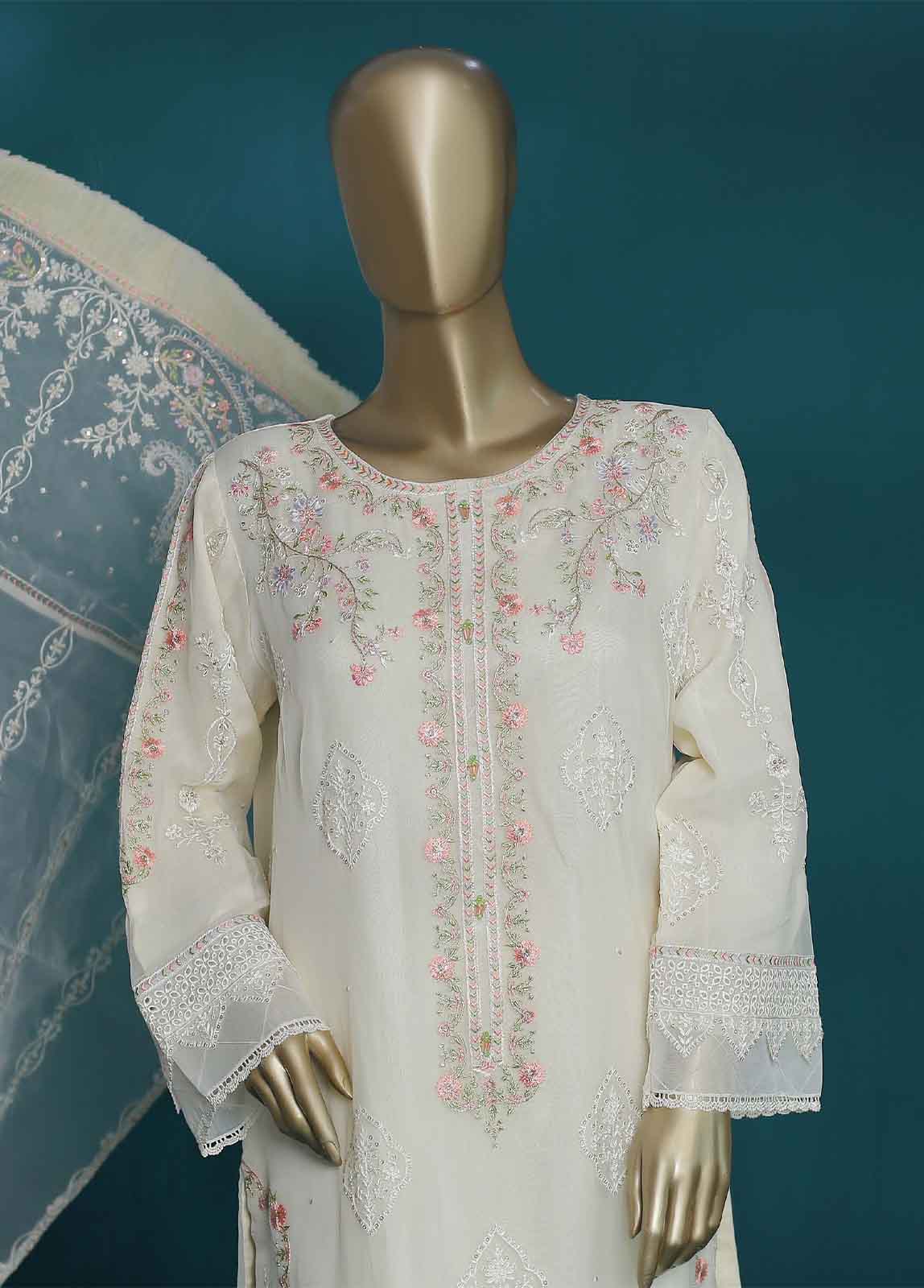 Bin Saeed Fabric - ZEF-c2007 - 3 Piece Embroidered Chiffon