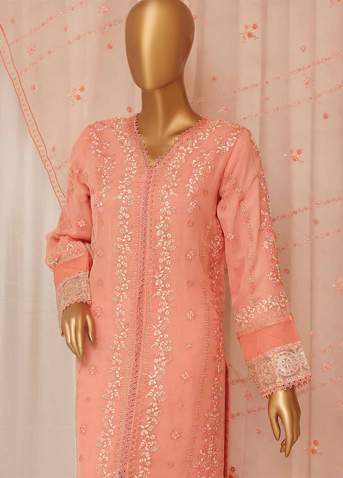 ZEF-C2012 A- 3 Piece Embroidered Chiffon